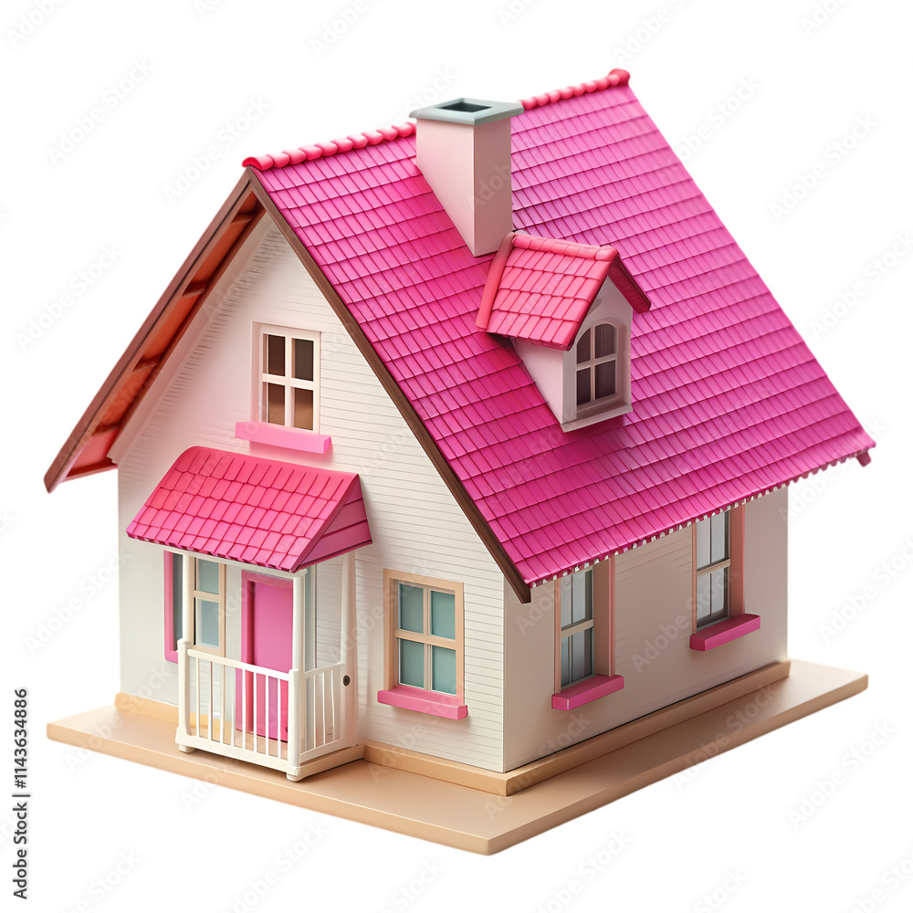Cute Pink House Model, Ideal for Real Estate or Design Projects Cute Pink House Model, Ideal for Real Estate or Design Projects