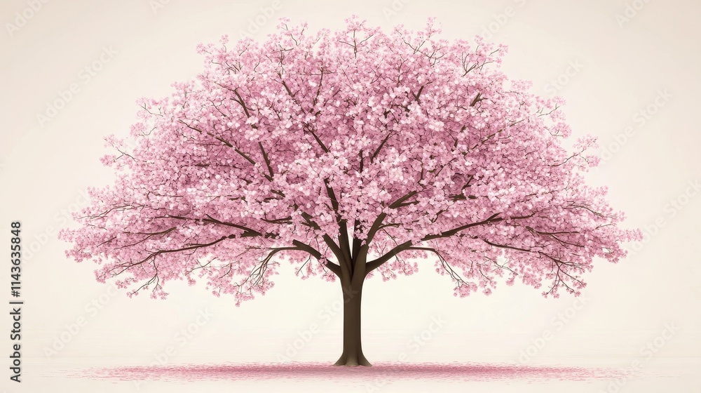 Fototapeta premium A solitary blossoming cherry tree in springtime