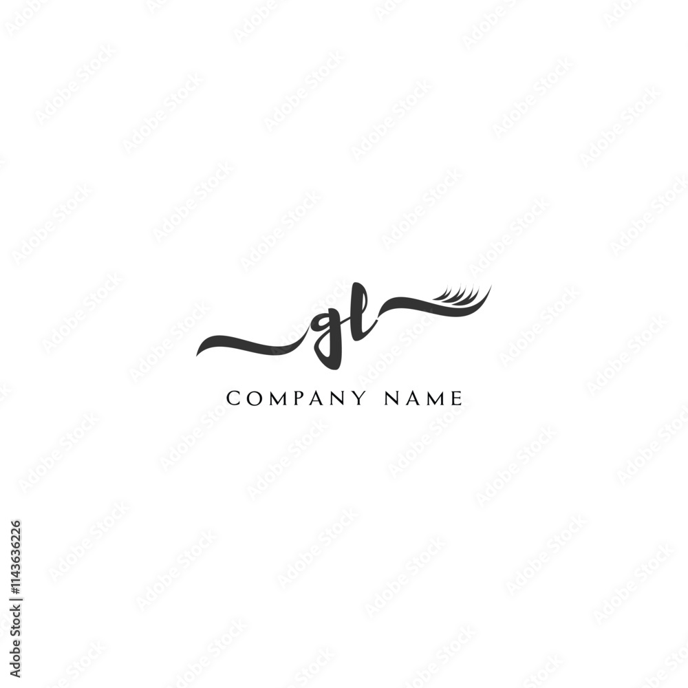 Minimalist GL Logo Design with Abstract Feather Element Minimalist GL Logo Design with Abstract Feather Element