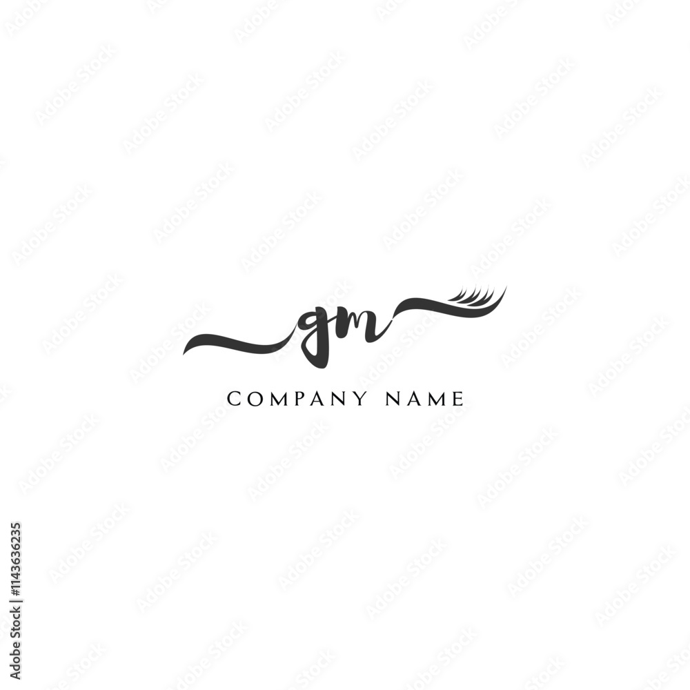 Minimalist GM Logo Design with Abstract Feather Element Minimalist GM Logo Design with Abstract Feather Element