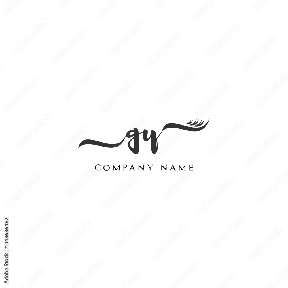 Minimalist GY Logo Design with Abstract Feather Element Minimalist GY Logo Design with Abstract Feather Element