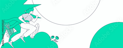 People exercising healthy running vector internet operation illustration
