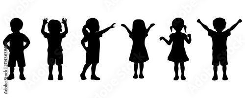 Children Silhouettes set isolated on white background.