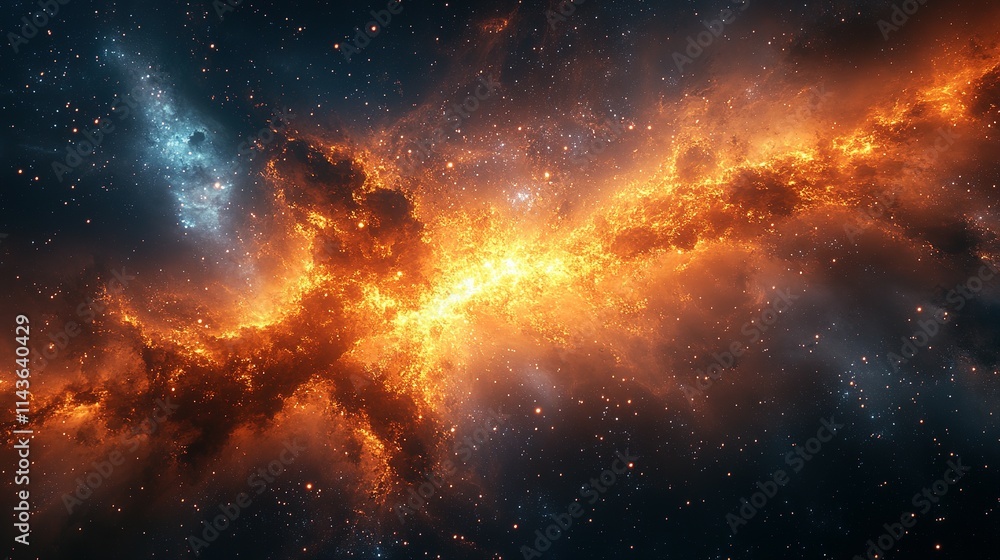 Fiery Nebula Cosmic Cloud Formation In Space Fiery Nebula Cosmic Cloud Formation In Space