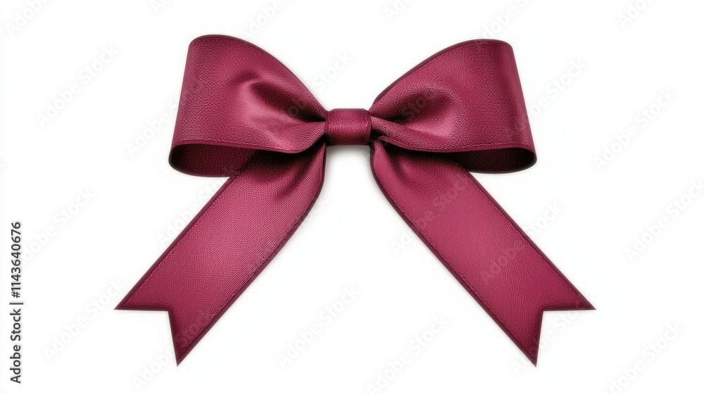 Elegant red ribbon bow isolated on white background for gifts Elegant red ribbon bow isolated on white background for gifts