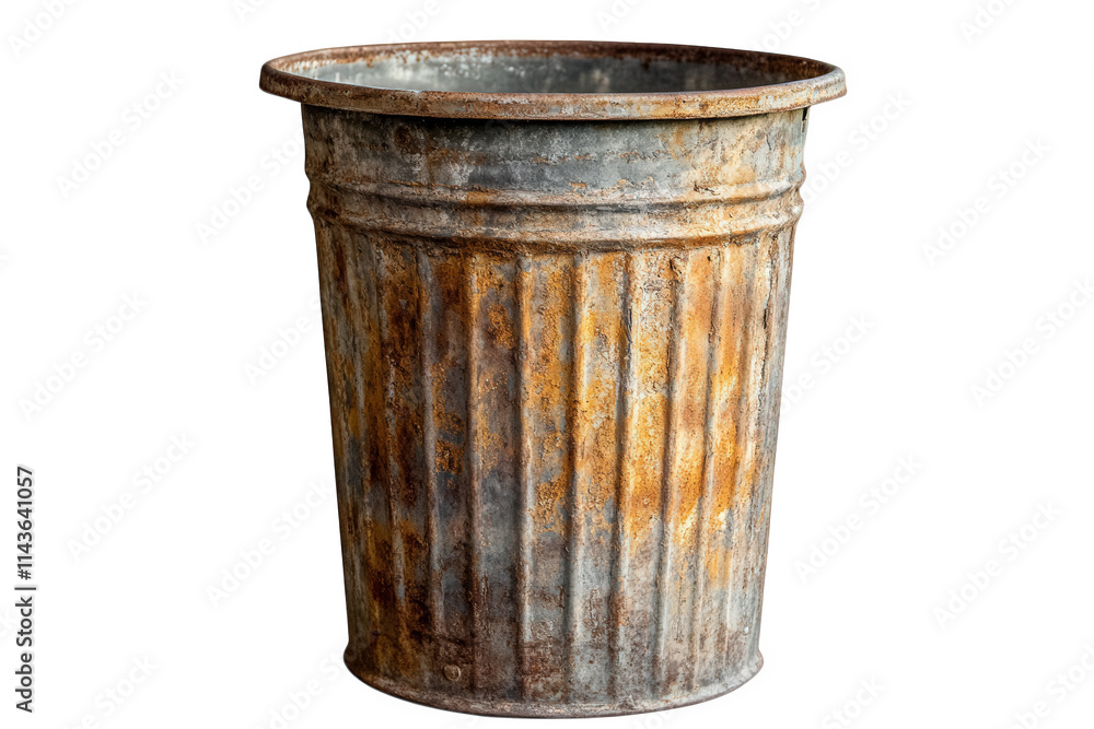 a rusty metal garbage can with a transparent background a rusty metal garbage can with a transparent background