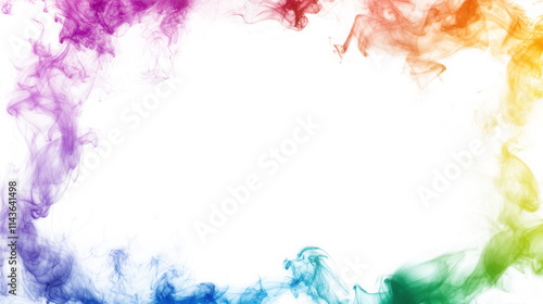 abstract colorful smoke frame isolated on transparent background the colors are vibrant and create a whimsical. dreamlike atmosphere the smoke is swirling and flowing. creating a sense of movement and