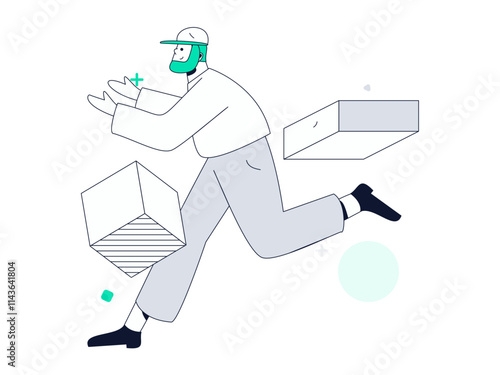 People exercising healthy running vector internet operation illustration
 photo