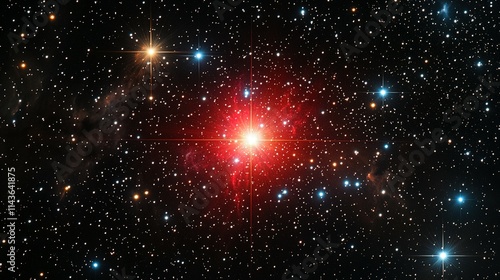 Bright Star Cluster Illuminated In Deep Space