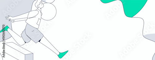 People exercising healthy running vector internet operation illustration
