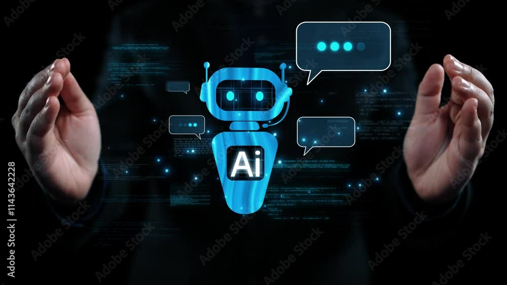 Human interact with AI artificial intelligence virtual assistant ...