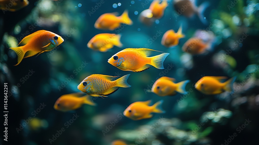 Vibrant Orange Fish Swim in Aquatic Paradise Vibrant Orange Fish Swim in Aquatic Paradise