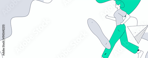 People exercising healthy running vector internet operation illustration
