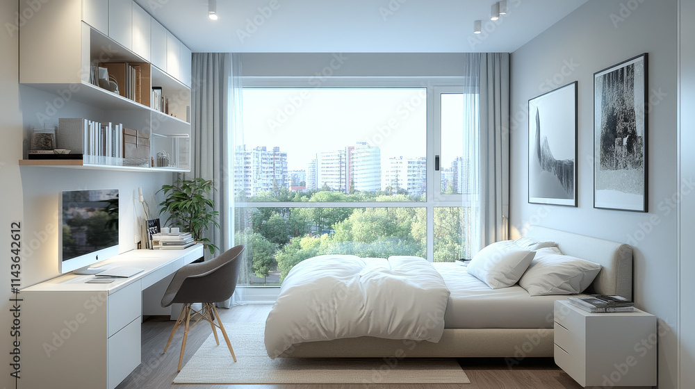 Fototapeta premium 明るいインテリアのシンプル家