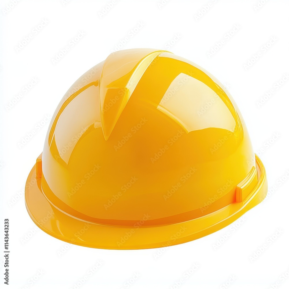 Fototapeta premium A yellow plastic hard hat isolated on white background