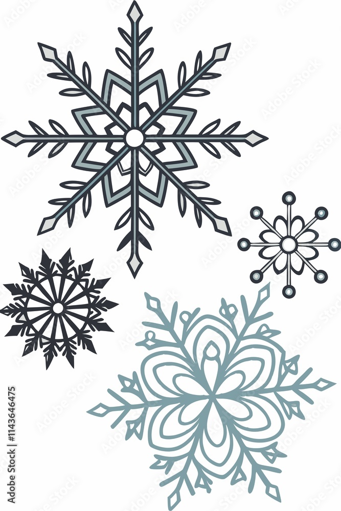 set of snowflakes set of snowflakes