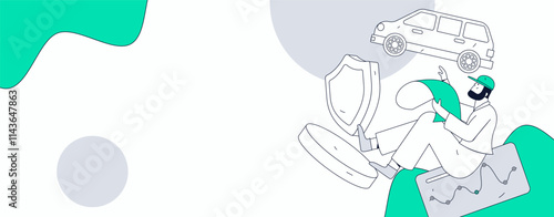 Buy insurance for car flat character vector concept operation illustration

