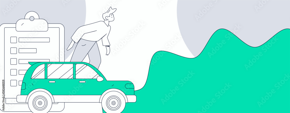 Obraz premium Buy insurance for car flat character vector concept operation illustration 