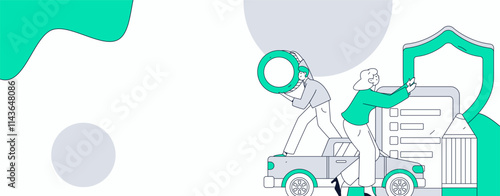 Buy insurance for car flat character vector concept operation illustration
