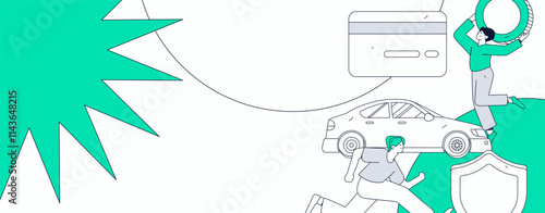 Buy insurance for car flat character vector concept operation illustration

