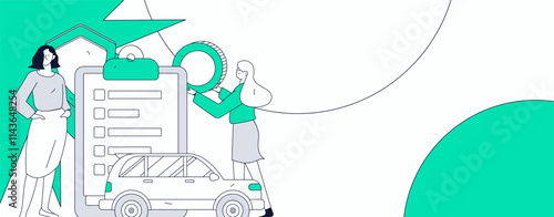 Buy insurance for car flat character vector concept operation illustration

