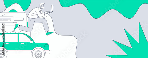 Buy insurance for car flat character vector concept operation illustration
