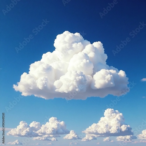 A group of small, white clouds resemble cotton, cotton-like, small photo