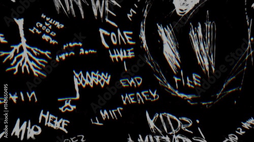 Abstract scribble looping animation on black background. 4K Quality