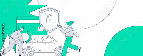 Buy insurance for car flat character vector concept operation illustration

