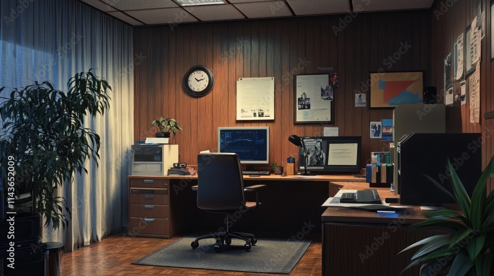 Fototapeta premium Retro Office Night Atmosphere