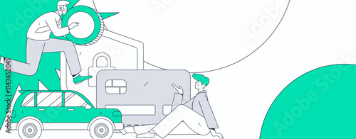 Buy insurance for car flat character vector concept operation illustration
