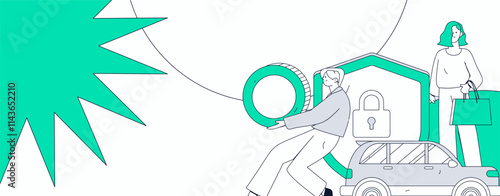 Buy insurance for car flat character vector concept operation illustration
