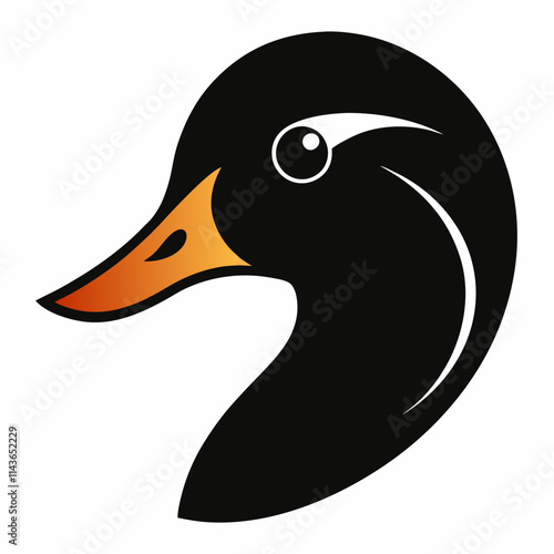 A minimalist black vector illustration of a duck's head