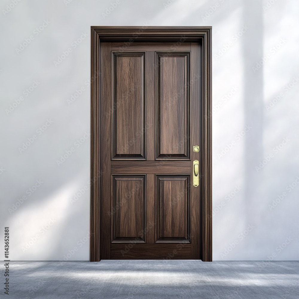 dark mahogany door with polished finish and brass handle, elegant design dark mahogany door with polished finish and brass handle, elegant design