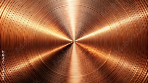 Abstract Radiating Bronze Metal Texture with Circular Lines and Glowing Center