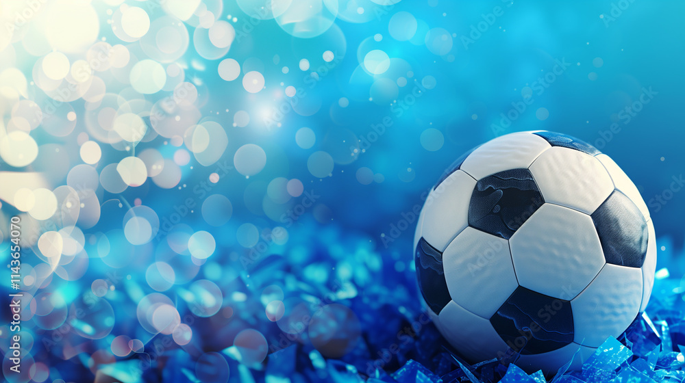 Fototapeta premium soccer ball on blue background
