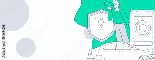 Buy insurance for car flat character vector concept operation illustration
