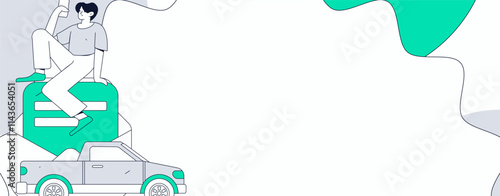 Buy insurance for car flat character vector concept operation illustration
