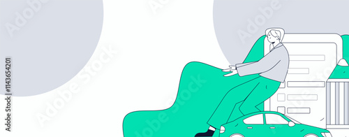 Buy insurance for car flat character vector concept operation illustration
