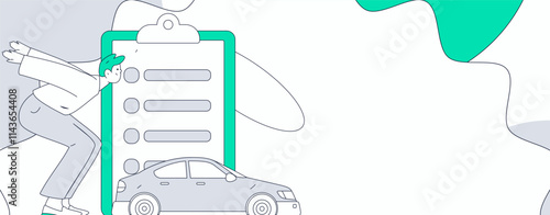 Buy insurance for car flat character vector concept operation illustration
