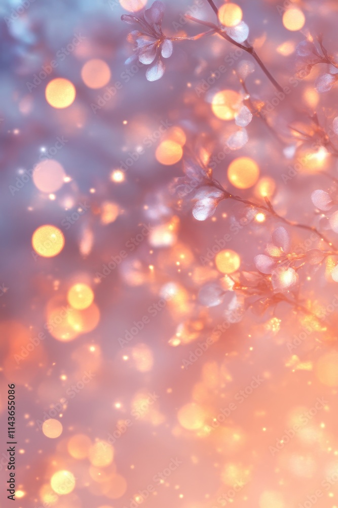 Frosted Branches Glimmering With Golden Lights Frosted Branches Glimmering With Golden Lights