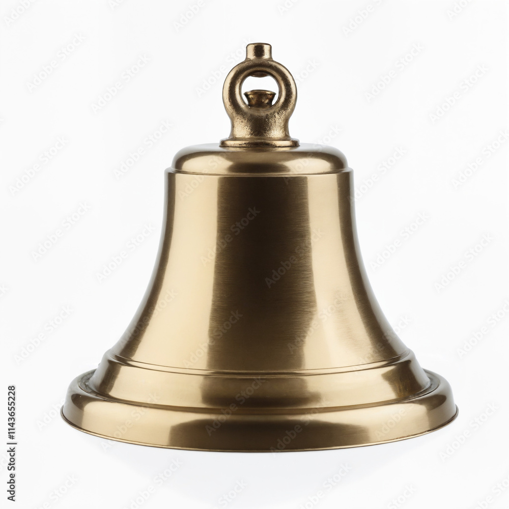 Brass bell with polished surface on white background Brass bell with polished surface on white background
