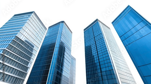 Wallpaper Mural A modern city skyline showcasing tall glass buildings reflecting blue skies, symbolizing urban development and architectural design. Torontodigital.ca