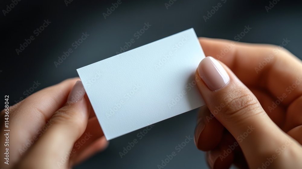 A person holding a blank business card, suggesting potential for networking or creativity. A person holding a blank business card, suggesting potential for networking or creativity.