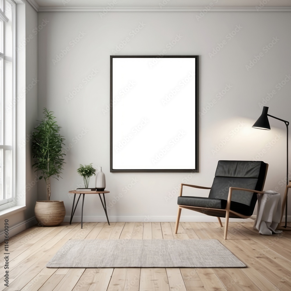 Minimalist Living Room Interior Design With Blank Frame Minimalist Living Room Interior Design With Blank Frame