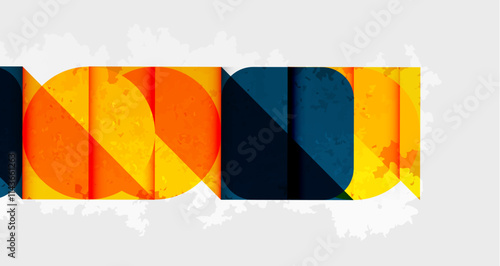 Squares, circles and triangles and grainy noisy texture. Vector Illustration For Wallpaper, Banner, Background, Card, Book Illustration, landing page