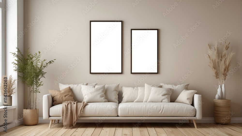 Modern living room interior design with neutral tones and simple decor Modern living room interior design with neutral tones and simple decor