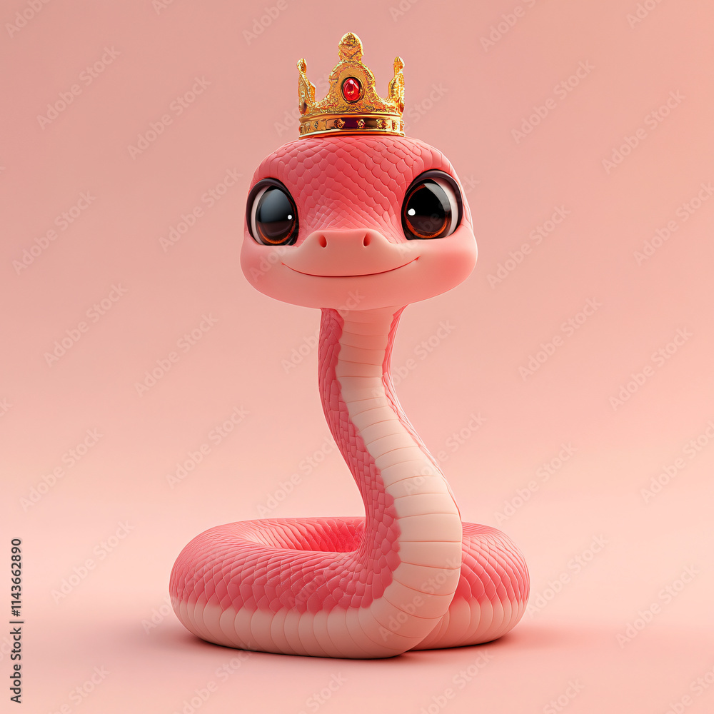 Fototapeta premium Red festive 3d snake illustration background