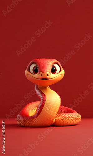Red festive 3d snake illustration background