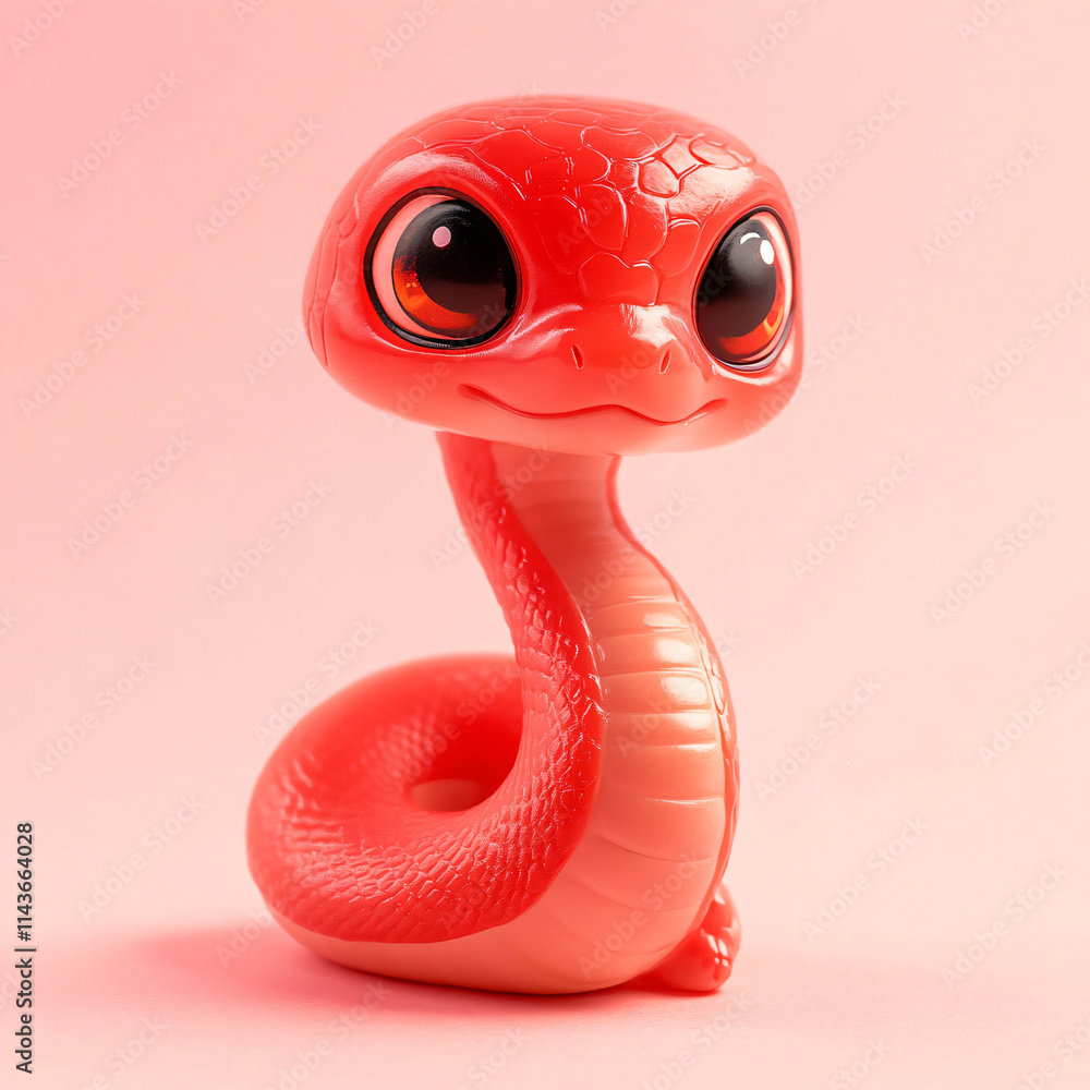 Fototapeta premium Red festive 3d snake illustration background